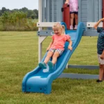 Kids Outdoor Playhouse with Slide – Elevated Blue Playhouse with Ladder & Balcony - Image 4
