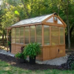 Cedar Wood Greenhouse with Polycarbonate Panels – Outdoor Garden Shed with Gable Roof & Pergola Entry - Image 3