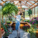 Cedar Wood Greenhouse with Polycarbonate Panels – Outdoor Garden Shed with Gable Roof & Pergola Entry - Image 2
