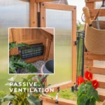 Cedar Wood Greenhouse – Flat Roof Outdoor Garden Greenhouse with Polycarbonate Panels - Image 4