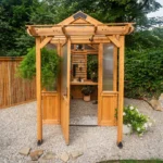 Cedar Wood Greenhouse with Polycarbonate Panels – Outdoor Garden Shed with Pergola Entrance - Image 3