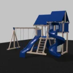 Twin Tower Vinyl Swing Set – Backyard Playground with Spiral Slide, Straight Slide, and Swings - Image 2