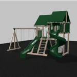 Twin Tower Vinyl Swing Set – Backyard Playground with Spiral Slide, Straight Slide, and Swings - Image 3