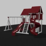 Twin Tower Vinyl Swing Set – Backyard Playground with Spiral Slide, Straight Slide, and Swings - Image 4