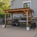 Wooden Pergola BBQ Shelter – Outdoor Grill Gazebo with Double Cooking Station