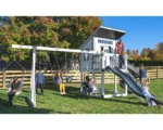 Stargazer Vinyl Swing Set with Playhouse – Double Slide, Swings, and Modern Backyard Playground - Image 4